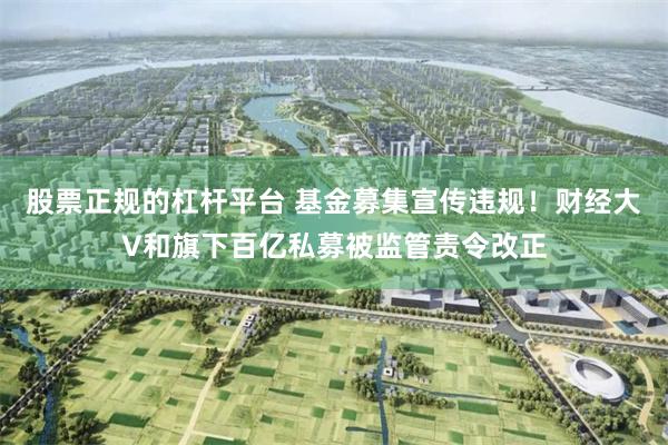 股票正规的杠杆平台 基金募集宣传违规！财经大V和旗下百亿私募被监管责令改正