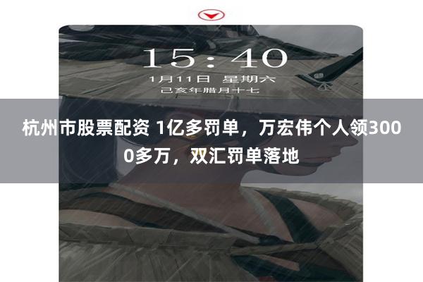 杭州市股票配资 1亿多罚单，万宏伟个人领3000多万，双汇罚单落地